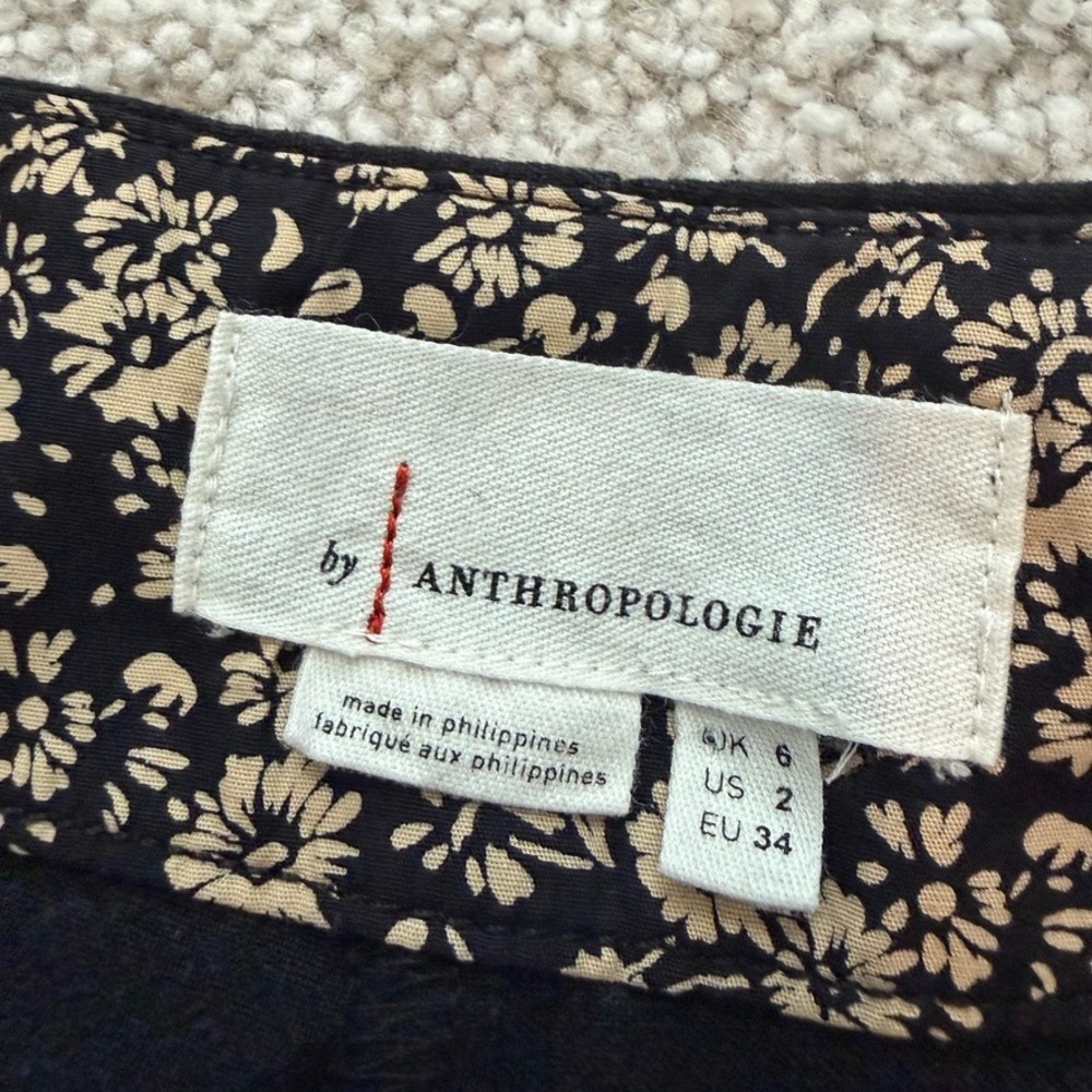 Anthropologie Linen Blend Pants Womens 2 Black Tie Waist Wide Leg Office Capsule - Picture 4 of 7
